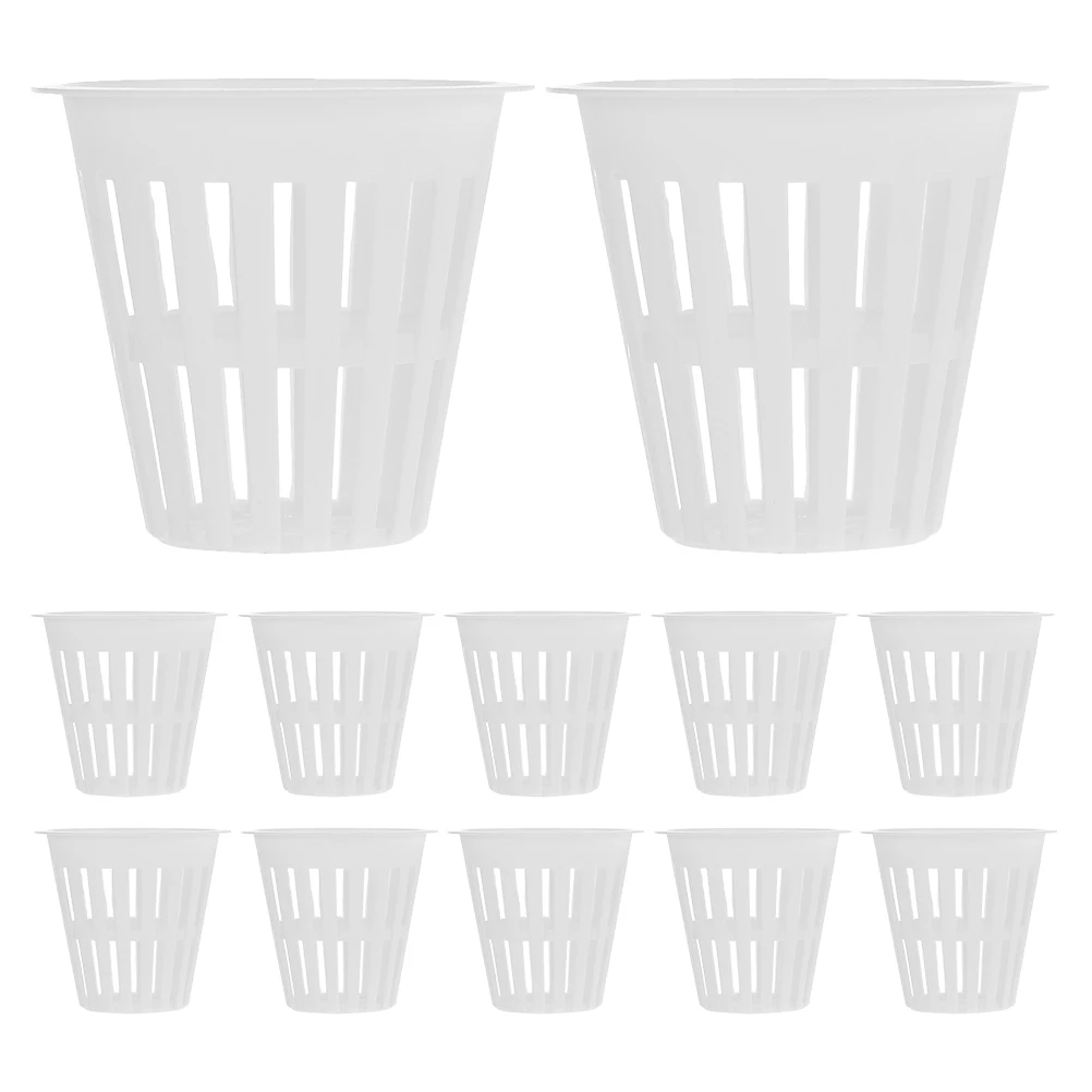 

12pcs Hydroponic Net Cups Mesh Pots Plastic Planting Baskets Soilless Cultivation System Bucket Garden Containers Clear Planter