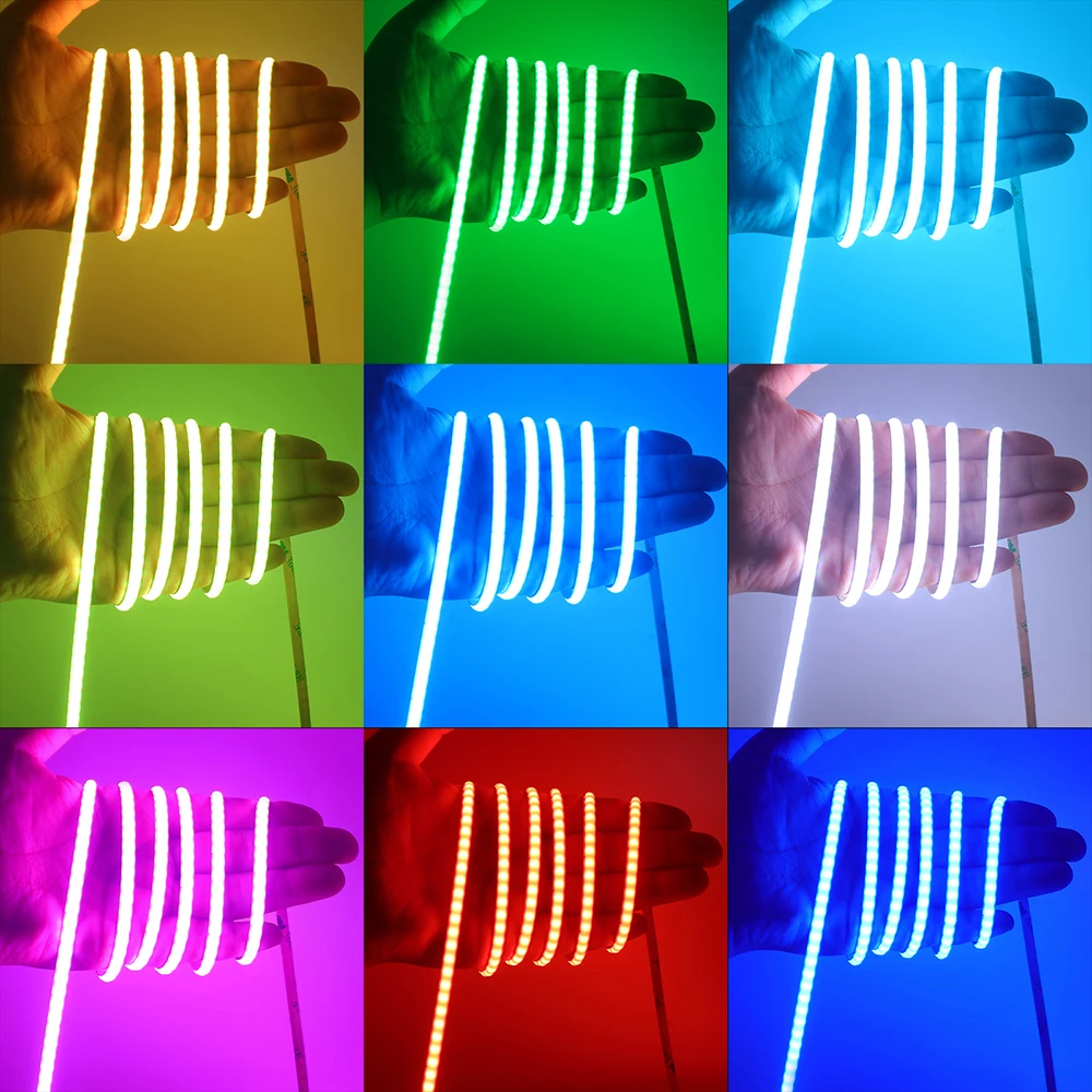 1/2 لفة 5 مللي متر PCB RGB COB LED قطاع ضوء واي فاي بلوتوث التحكم عن بعد محول الطاقة عدة تيار مستمر 12 فولت 576 المصابيح/م 0.5 متر 1 متر 2 متر 3 متر 4 متر 5 متر