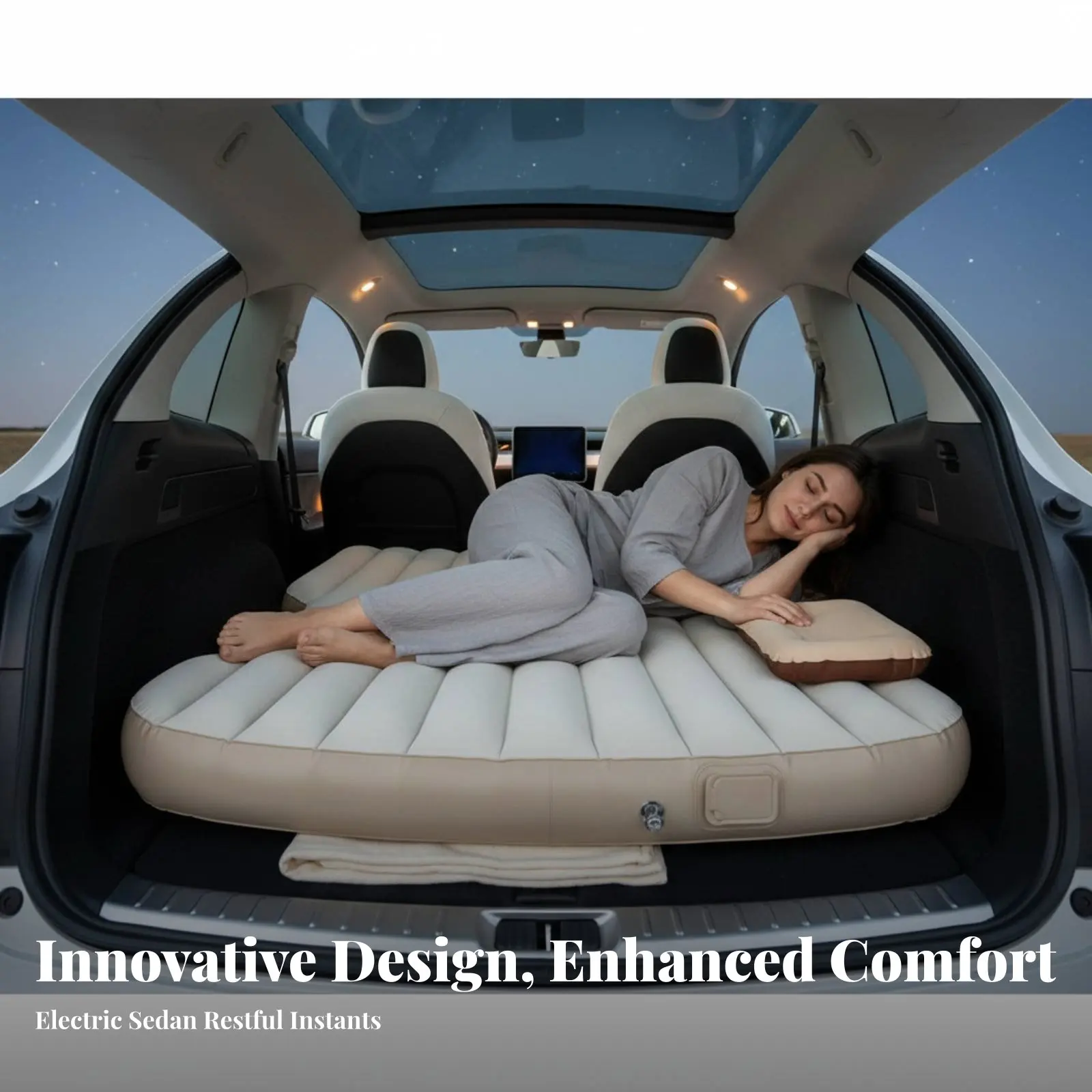 Electric Vehicle Compact SUV Inflatable Mattress, Car Rear Seat Sleeping Pad, Outdoor Camping, Portable, Custom Design
