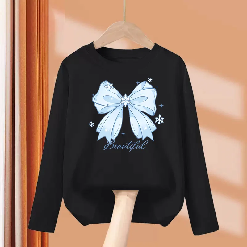 Frühling und Herbst Bogen T-shirt für Baby Mädchen Langarm Baumwolle Tops Mode Gedruckt Kleidung für Kinder 3-14T Tees