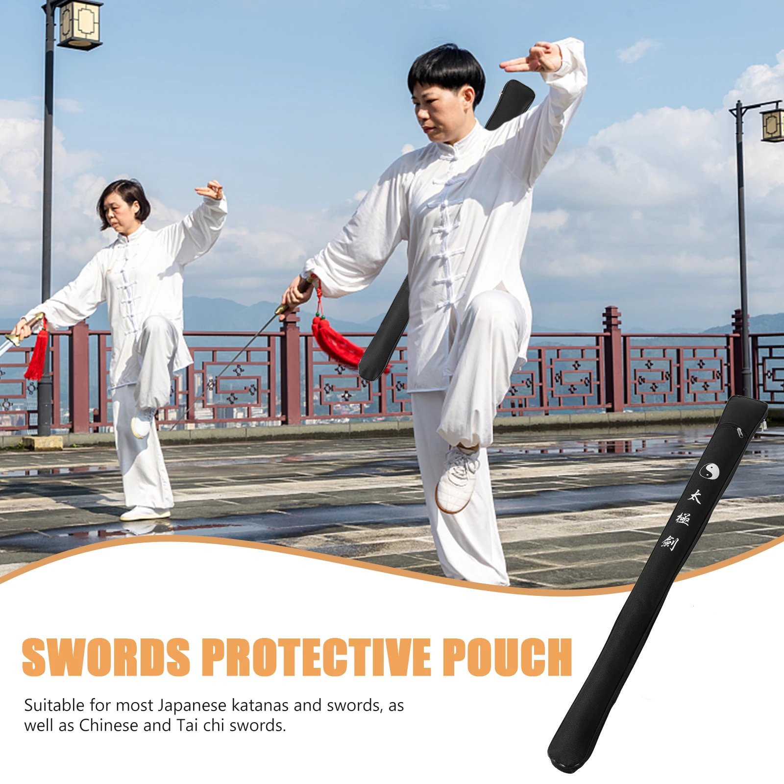 

Black 105cm Tai Chi Sword Cloth Durable Waterproof Storage Tai Chi Sword Taichi Carrying Bag Protective Pouch Tool Bag