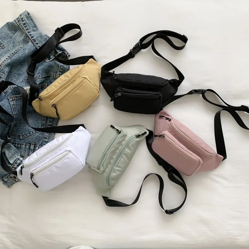 Sacos de cintura de nylon para mulheres, Lazer Sports Fanny, Pacote de cintura, Cinto Bolsas Crossbody Peito Bolsas, Grande capacidade, Moda Feminina