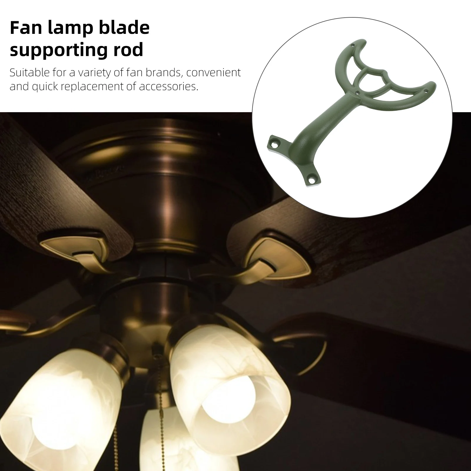 

Fan Blade Support Rod Zinc Alloy Ceiling Fan Mounting Bracket Replacement Arms LED Lamp Tube Stable Easy Installation