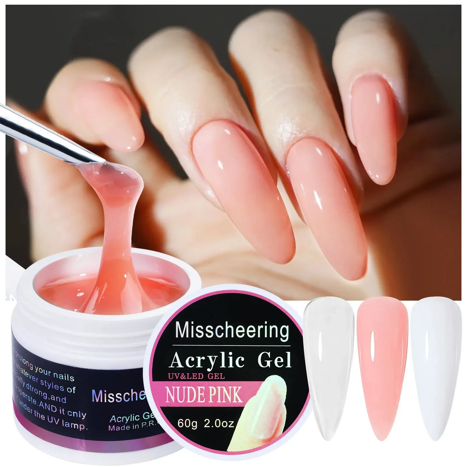 60ml Extension Nail Gel Polish Nails Finger Form Clear Nude Pink Nail Art Camouflage Hard Gel Acrylic Nail Manicur