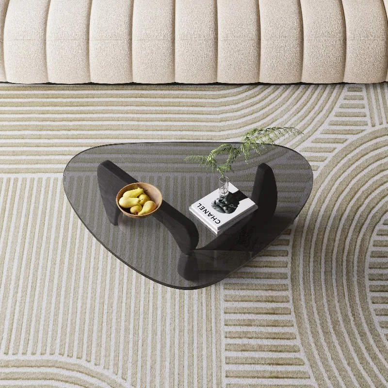 طاولة قهوة حديثة وبسيطة فاخرة على الطراز الشمالي خفيفة الوزن من الخشب والزجاج المنقولة لغرفة المعيشة #2