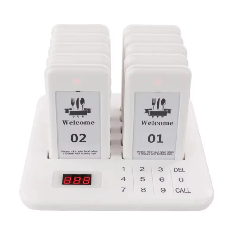 Vibration Queue System Calling Paging Wireless Pager with 10 Catering Plates