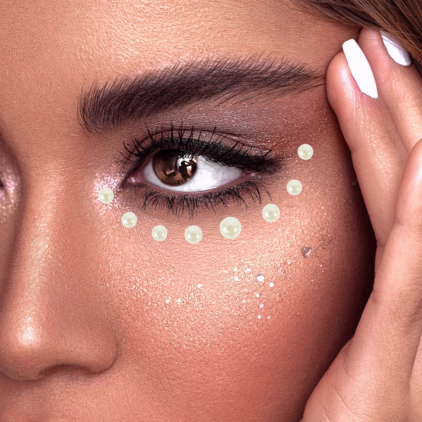 

4 Sheets Self-Adhesive Pearl Stickers Faux Pearls Makeup Decals Craft Embellishments DIY Face Gems Stylish Charm