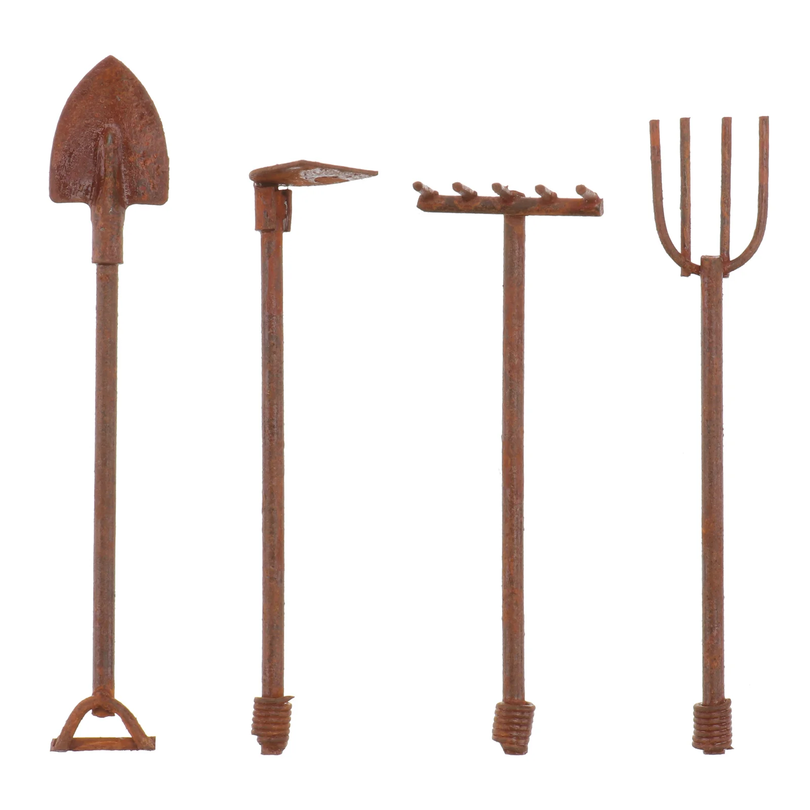 

4 Pcs Gardening and Landscaping Ornaments Mini Scene Tool Model Landscape Prop Decor Miniature House Iron Tools