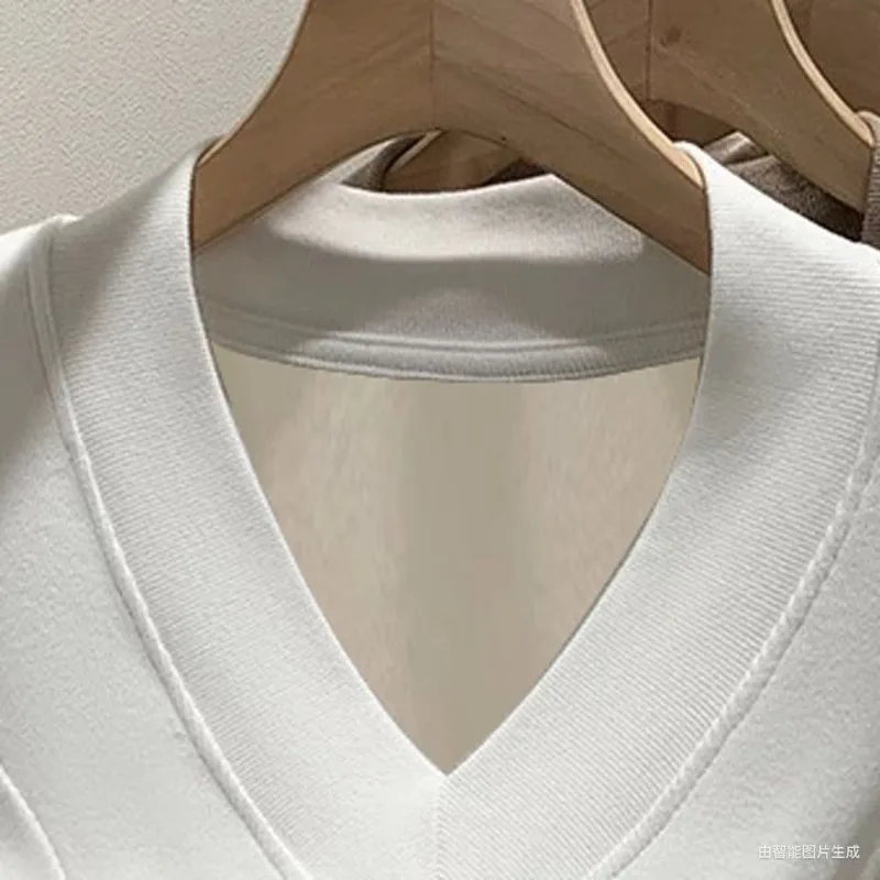 Plus Size Women V Neck Fleece Lined Thick Base Top Warm Inner Wear Winter Fashion Mom Tops For 300Lbs - view 6