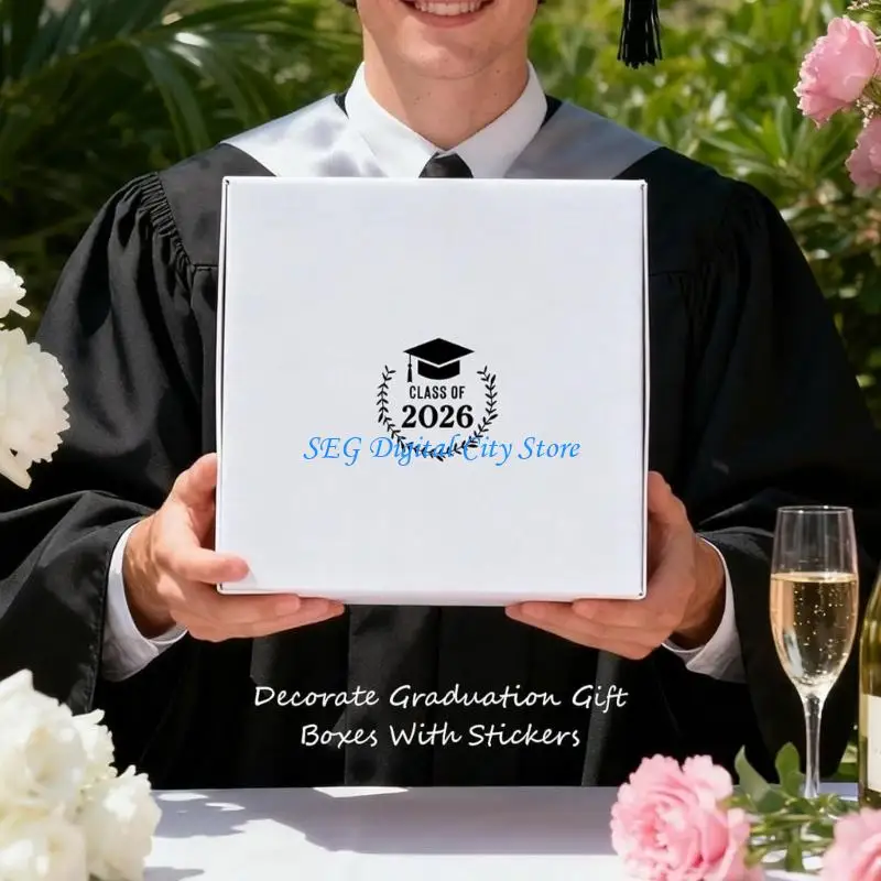 U75B 1000Pcs Graduation Themed Sticker 1.5Inch Clear Gold Foil Sealing Sticker Label