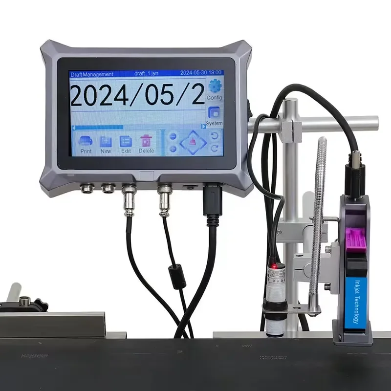YAOMATEC 5inch Online Inkjet Printer for Production Dates Fully Automatic Carton and Box QR Code Barcode Printing Machine for