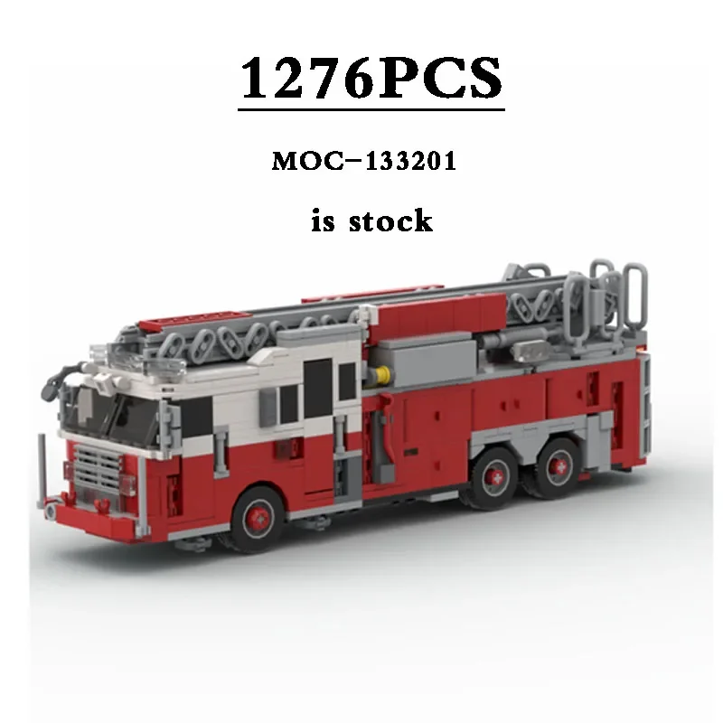 

New MOC-133201 Fire Fire Truck 1276pcs Fire Truck Model City Car DIY Kids Building Blocks Toys Gifts Birthday and Christmas Toys