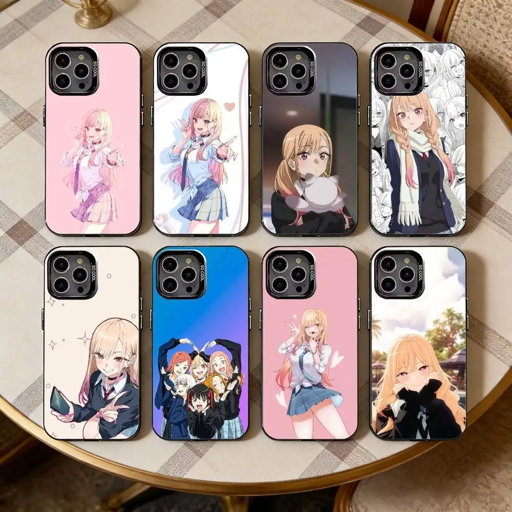 

Cute Kitagawa Marin Anime Phone Case For iPhone17,16,15,14,13,12,11 Plus,Pro Max Black Candy silver phone case