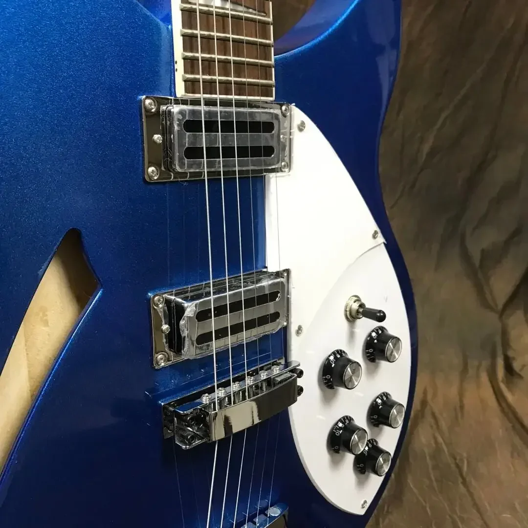 

Musical InstrumentsRick 330 Guitar Metal Blue Color Semi Hollow Body High Quality Guitarra 2025