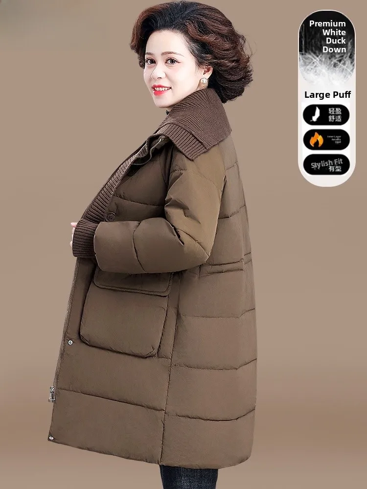 

Warmth down Jaet for Middle-Aged And ly Women Faionable Loose Fit Autumn Winter Large Size Cotton Coat for Ladies