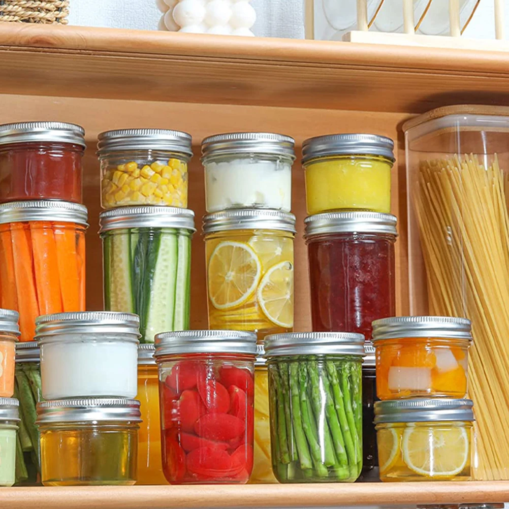 

3pcs Mini Mason Jars Set 250ml Silver Aluminum Lids Airtight Food Storage Containers Reusable Plastic Sealing Jars Small Fruits