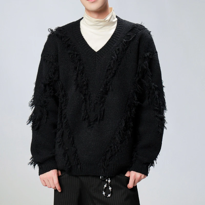 Mens V Neck Sweater Cable Knit Long Sleeve Casual Ribbed Twisted Pullover Sweaters Soft Knitwear Mens Sweater Soft,  Lightweight