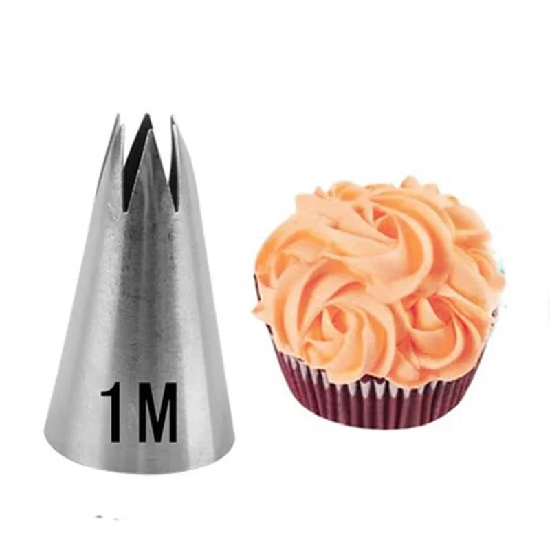 

1Pc Cake Decorating Nozzle 304 Rvs Icing Bakken Gebak Gereedschap Gebak Bloem Mout Rechte 6-Tand Crème nozzle