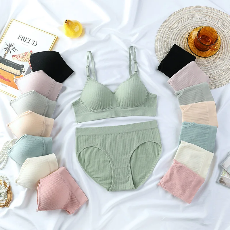 Sutiã e calcinha esportiva sem costura para mulheres, top de colheita fitness, roupa íntima, lingerie sexy, carta, roupa ativa