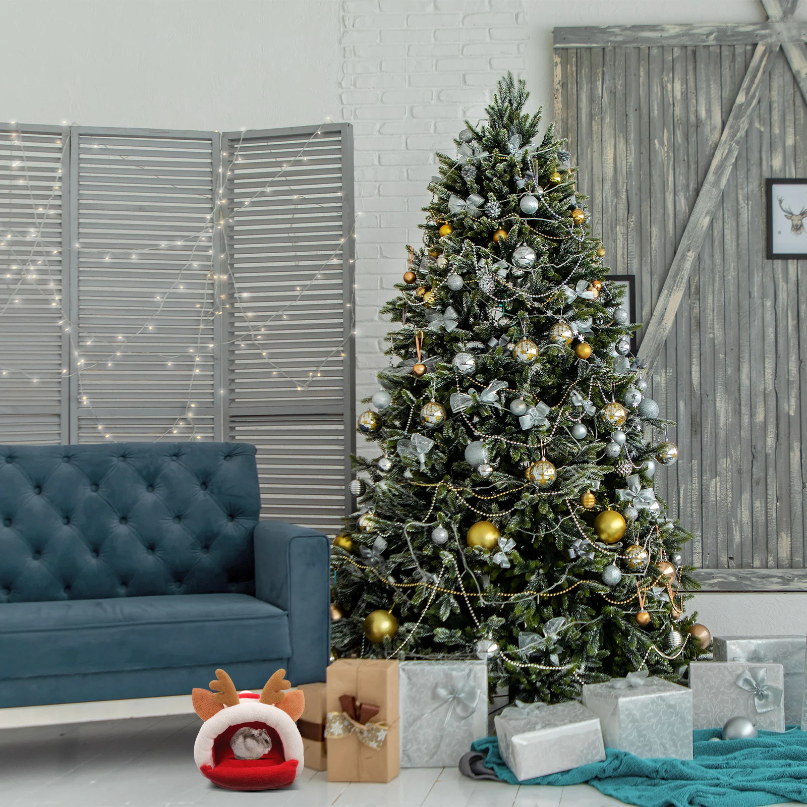 

Warm Cotton Nest For Hamsters Rabbits Dutch Pigs Winter Hideout Deer Shape Sturdy Pet Bed Small Animal House Chinchilla Hut