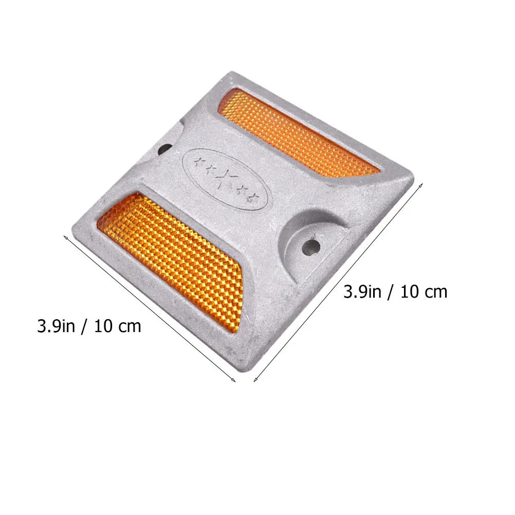 4Pcs Reflective Aluminum Lane Markers Heavy Duty Pavement Stud Road Reflectors for Driveway Safety Night Visibility