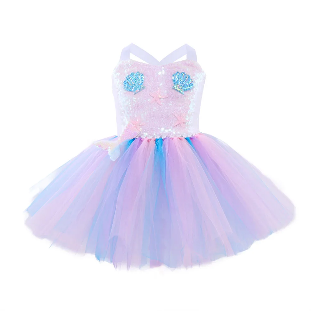 Sequin Girls Tutu Dress Little Mermaid Toddler Ballet Dress Baby Birthday Party Dresses Dance Ball Gown Kids Halloween Costume