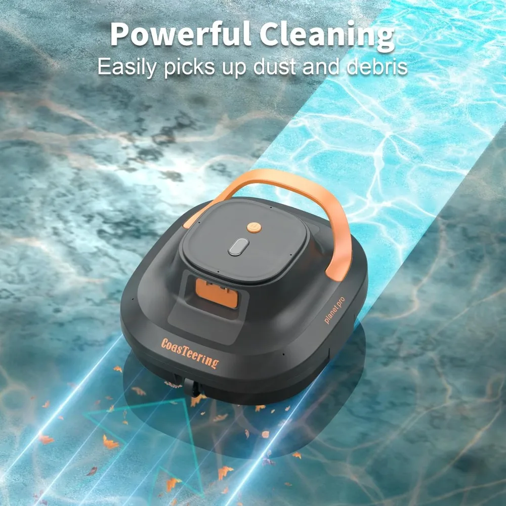 Cordless robot pool vacuum cleaner, designed for above ground swimming pools, with a running time of 120-150 minutes