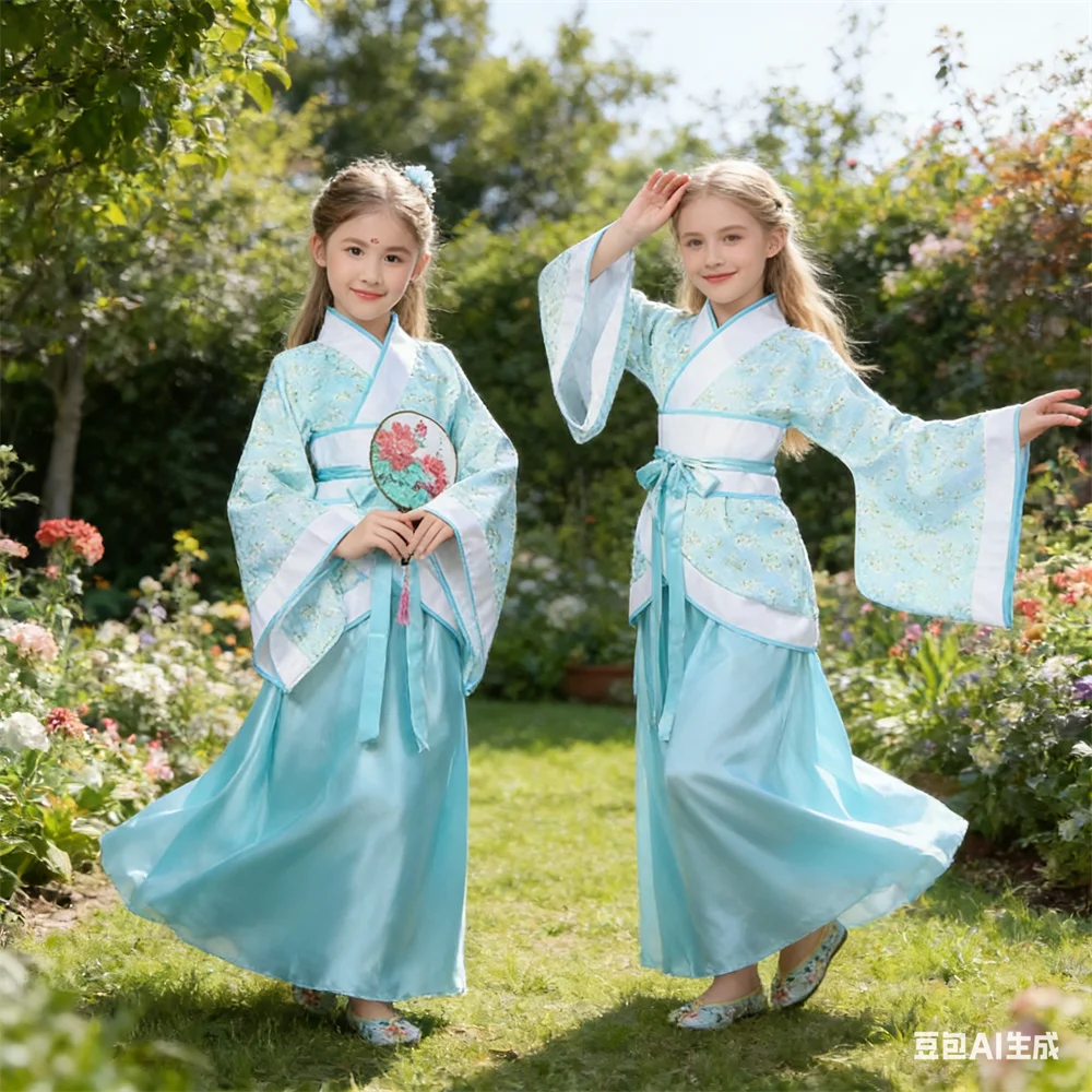 

Girls Traditional Kimono Yukata Dress Japanese Chinese Ancient Style Costume Fan Dance Chorus Performance Cosplay Outfit