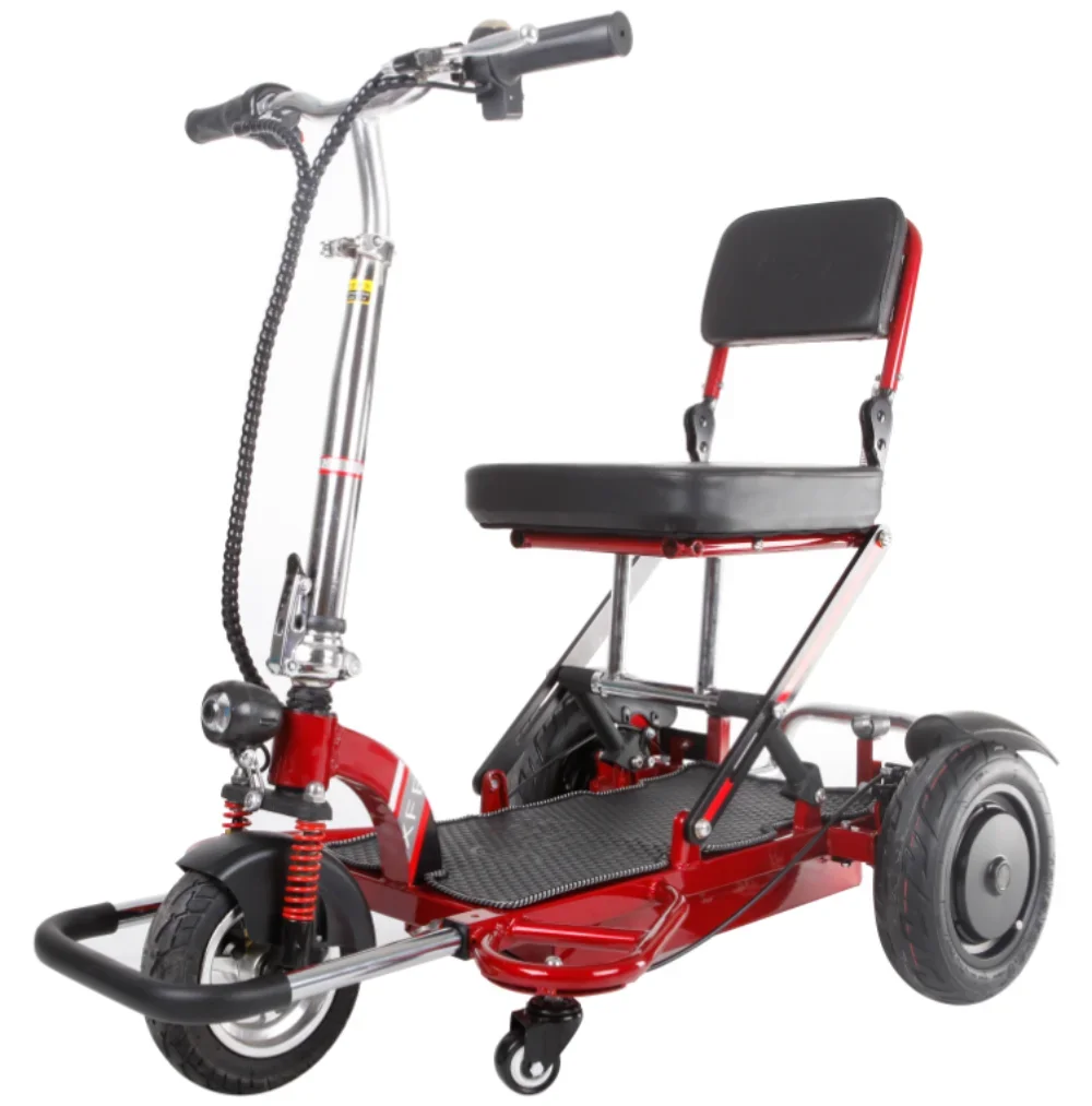 Lightweight Brushless Handicapped Tricycle 3 Wheel Portable Foldable Electric Mobility Scooter for Elderly