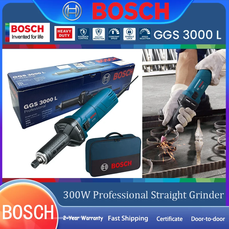 Bosch Professional Straight Grinder For Metal Wood GGS 3000L 6-8mm Chuck 300W Powerful Electric Grinder Polishing Rotary Tool