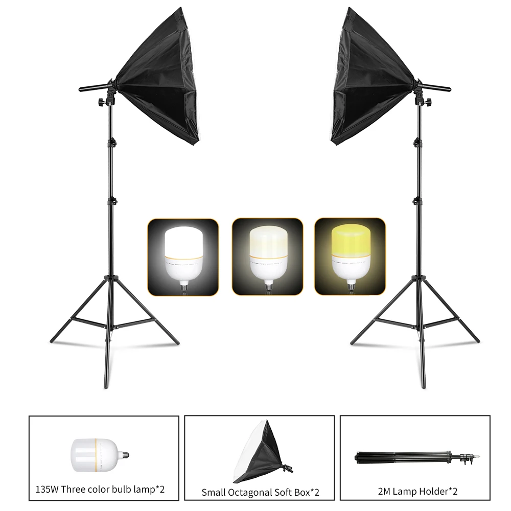 50cm Small Softbox Photography Portable Uniform Soft Lighting Suitable Shooting Small Objects with 2M Tripod Muti Lighting Bulbs