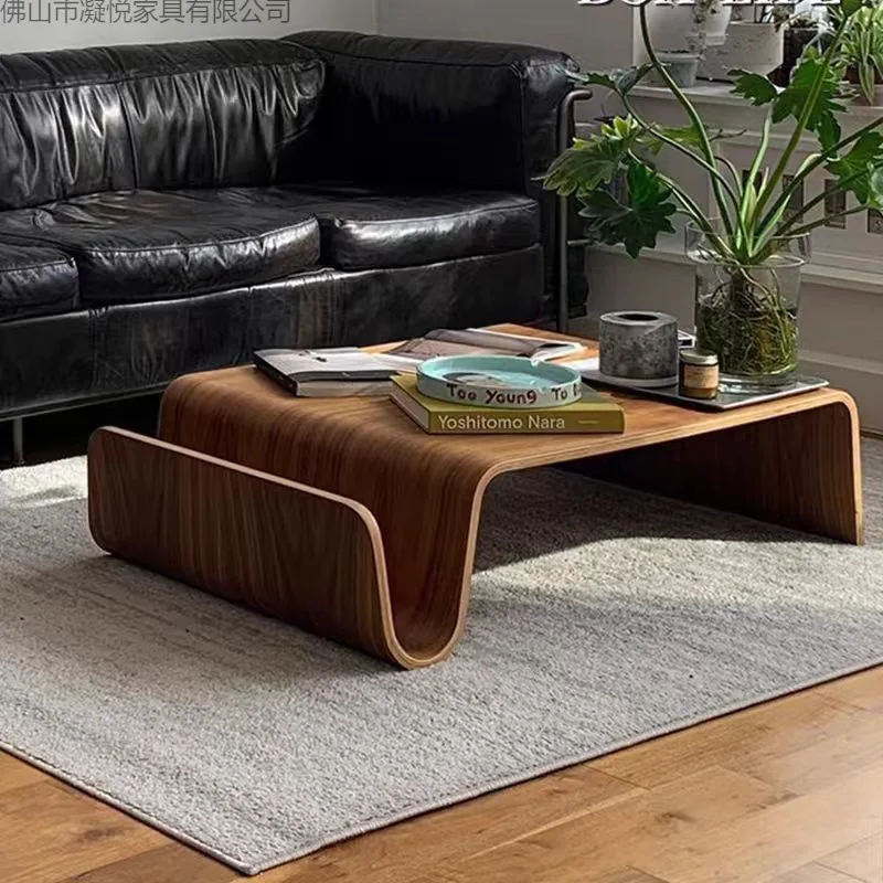Simple living room casual high-end creative table coffee table coffee table Nordic medieval big curved wood