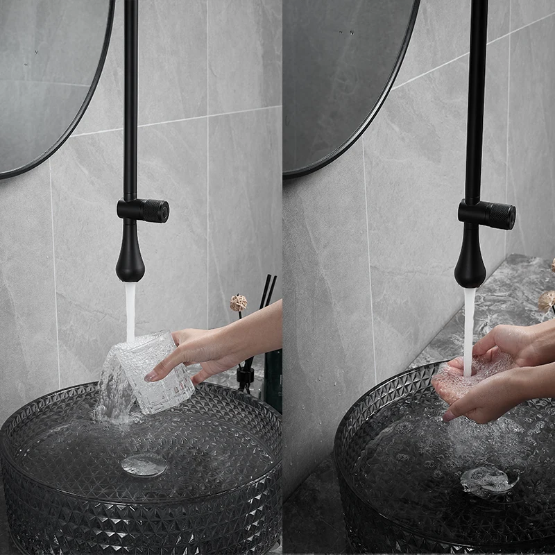 

Luxury Matte Black Brass Ceiling style water outlet Faucet，Modern Wall-Mounted handle Dual Use Bathroom Sink Bathtub Fixture