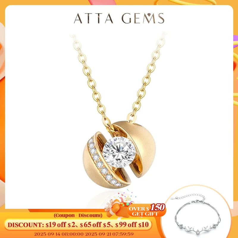 

ATTAGEMS New D Color Round Cut 4.0mm Moissanite Pendant for Women Solid 10K 14K 18K Gold Anniversary Wedding Necklace Gift Party