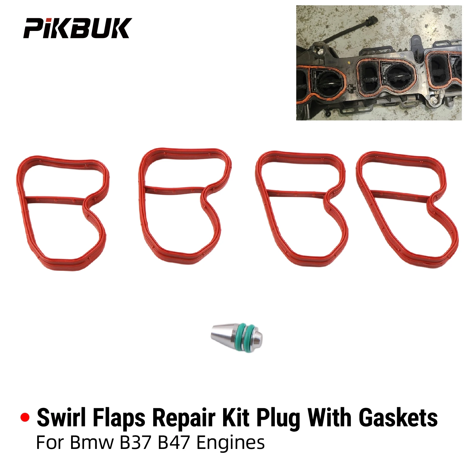 PIKBUK FOR BMW B37 B47 Swirl Flaps Repair Kit Plug with Gaskets Engine Part Accessory for Car Maintenance And Repairs