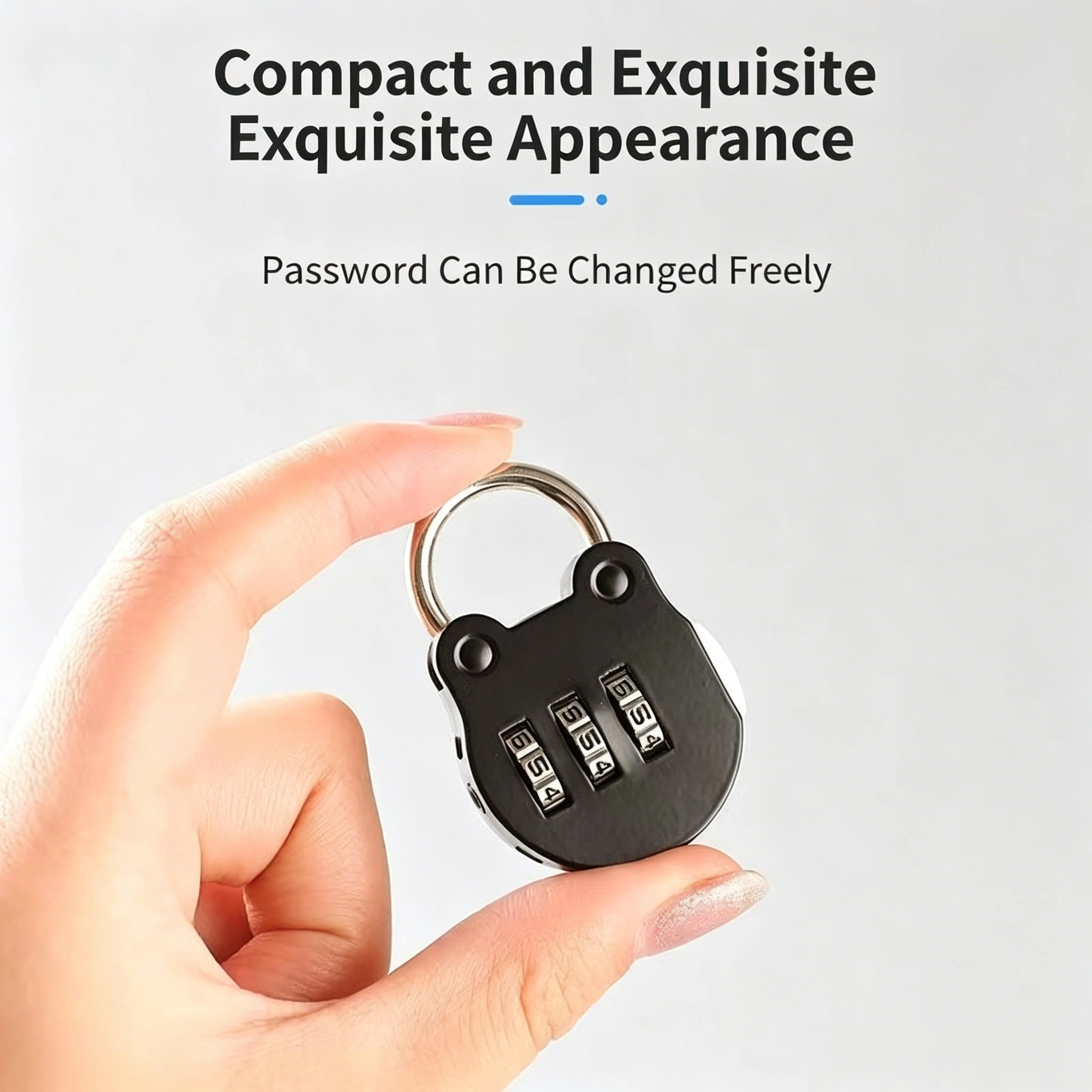 Resettable 3-Digit Combination Lock Compact Keyless Padlock with Cute Shape Travel Luggage Backpacks Bike Helmets School Lockers