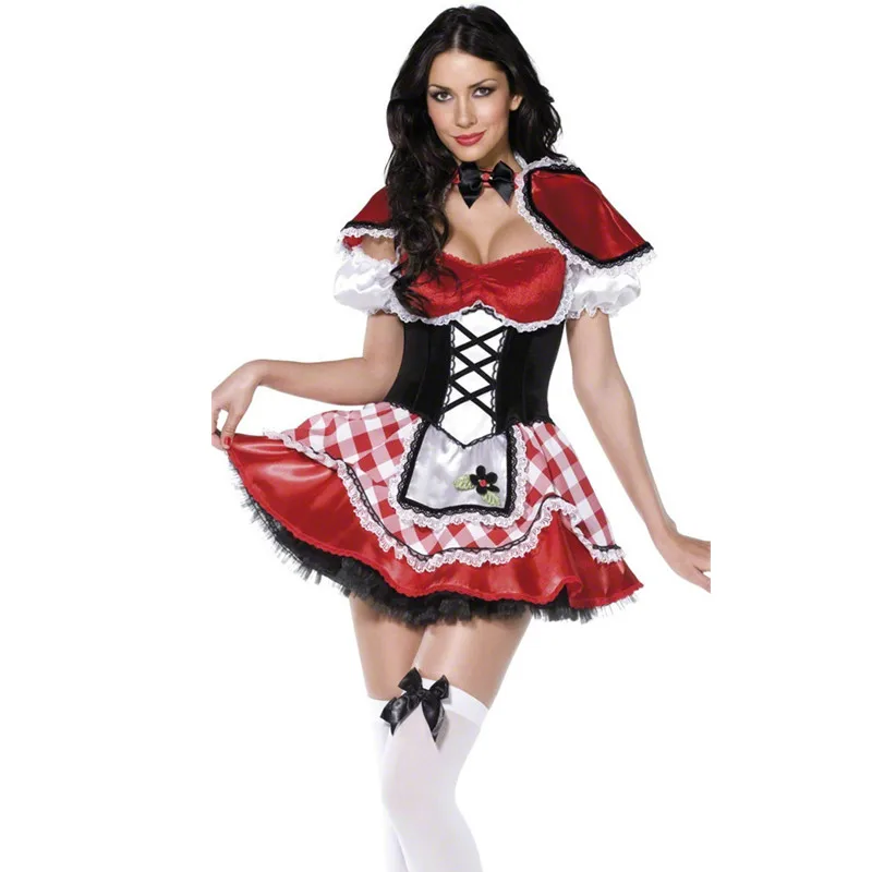 Halloween Costumes for Women\'s Cosplay Little Red Riding Hooded Dress Movie Anime Role Play Costume Adult Female Sexy Costumes
