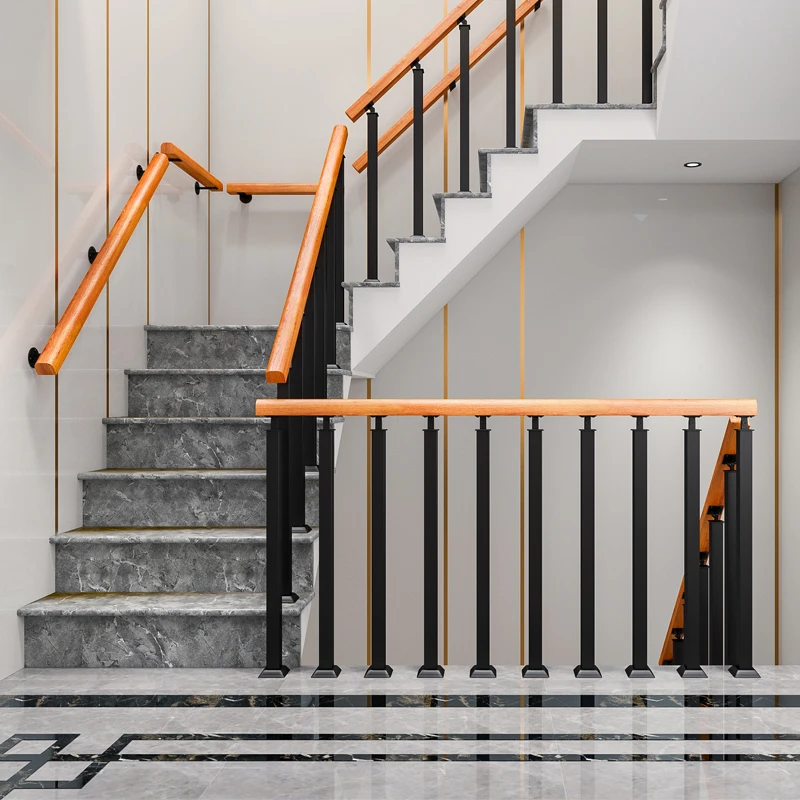 ‌ Barandilla de escalera de hierro moderna para Loft interior, valla de madera para balcón, decoración del hogar, pasamanos de Villa, barrera de seguridad antideslizante