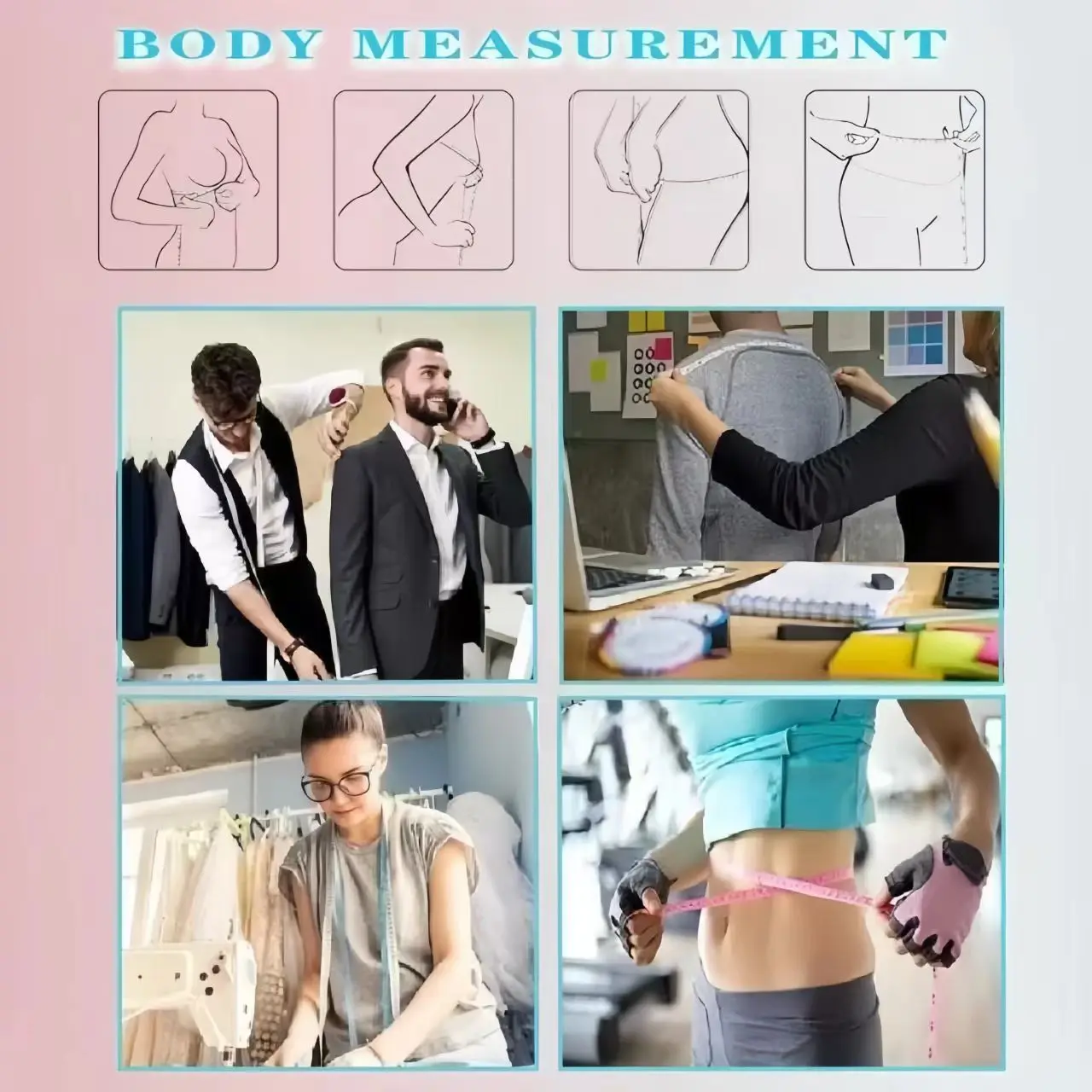 150cm mini cute tape measure, portable human sewing tape measure, weight loss measurement flexible ruler, double-sided ruler