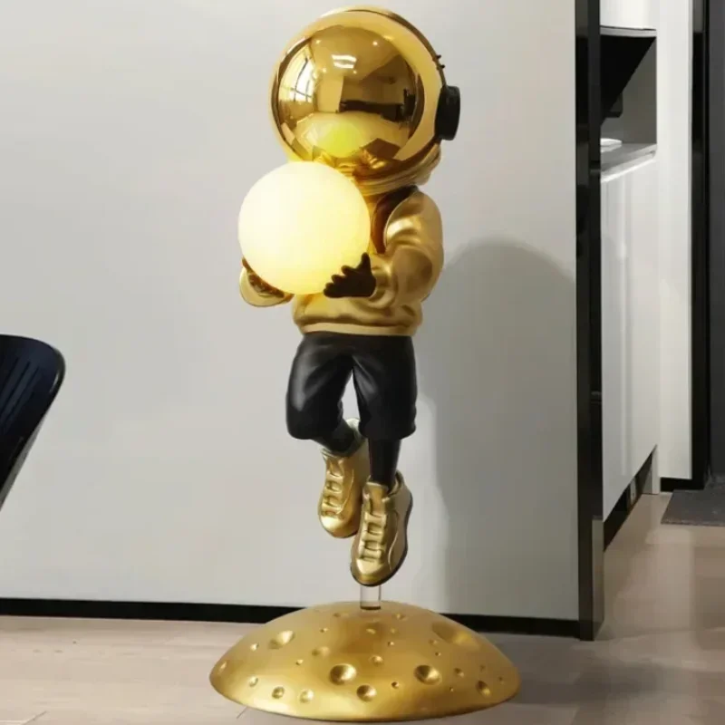 Large Sculpture Astronaut Luxury Living Room Figurines with Lighting Creative Modern Room Accessories Aesthetic Home Decor Gifts