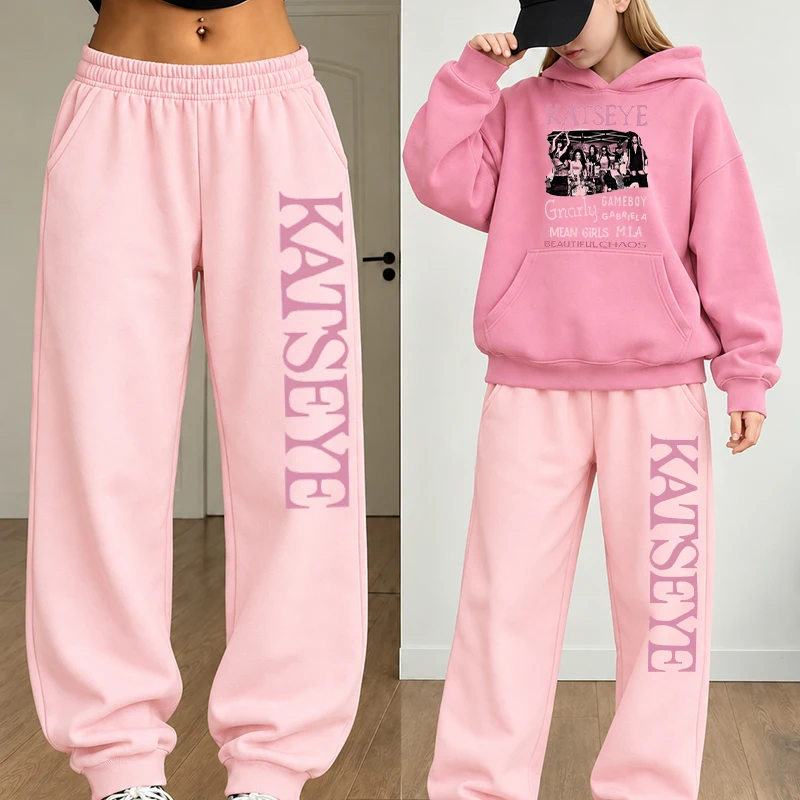 Children Katseye Hoodies Set Beautiful Chaos Katseye Album Hoodies+Trousers 2Pc Suit Kids Girls Fleece Katseye Hoodie Pants Suit