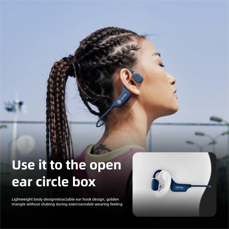 Sanag A5X Thật Dẫn Truyền Xương Tai Nghe Chụp Tai Mở Tai Bluetooth Không Dây Thể Thao Tai Nghe Tai Nghe Chống Thấm Nước 3D Âm Thanh Stereo