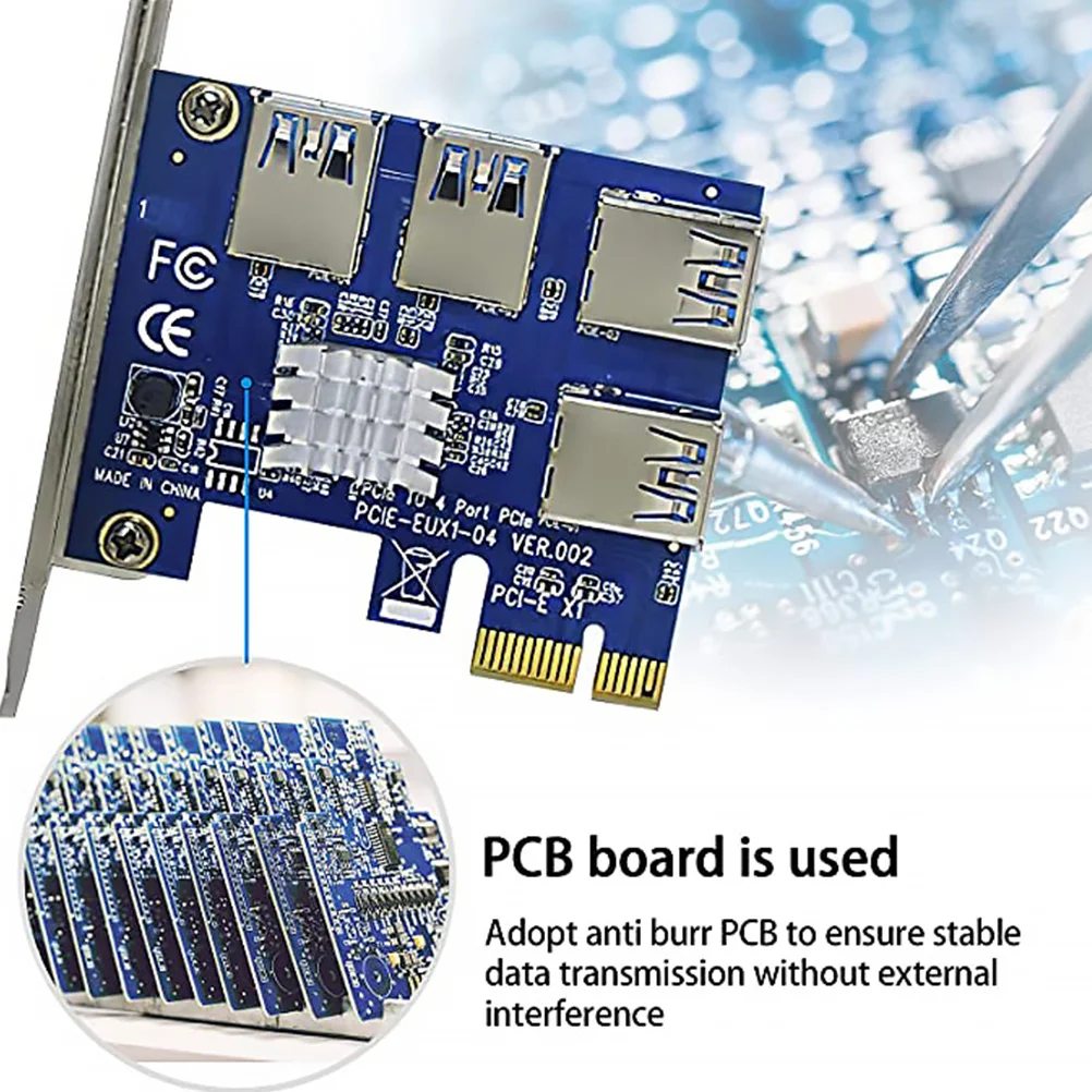 

Pci-E Extender Premium Copper Gold-Plated Contact Stable Power Multiple Capacitors Fixed Buckle Pci Express Riser Adapter