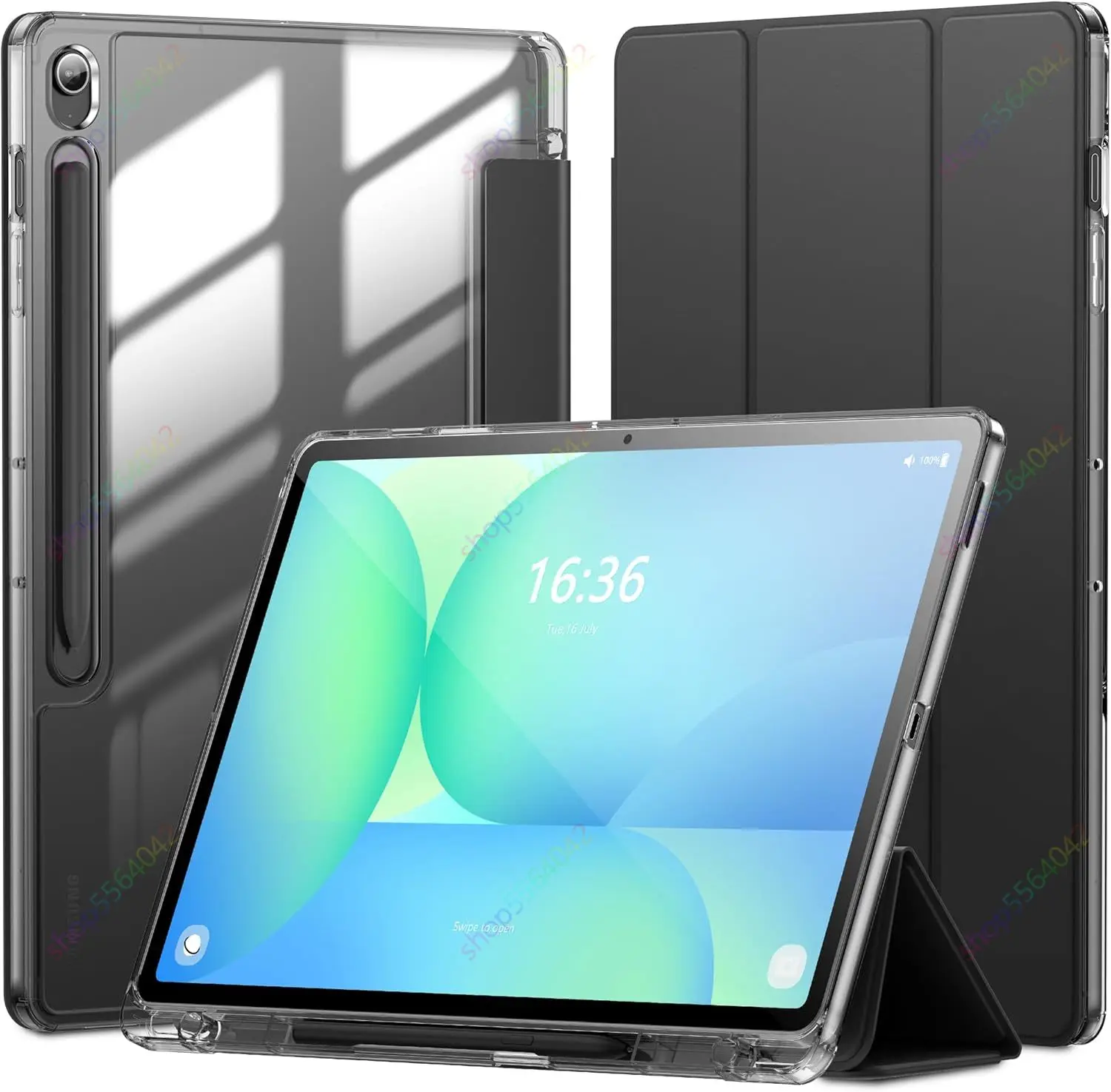 

Чехол для Galaxy Tab S10 FE Plus (2025), 13,1-дюймовый тройной прозрачный защитный чехол с держателем для ручки S для Galaxy Tab S10 FE+