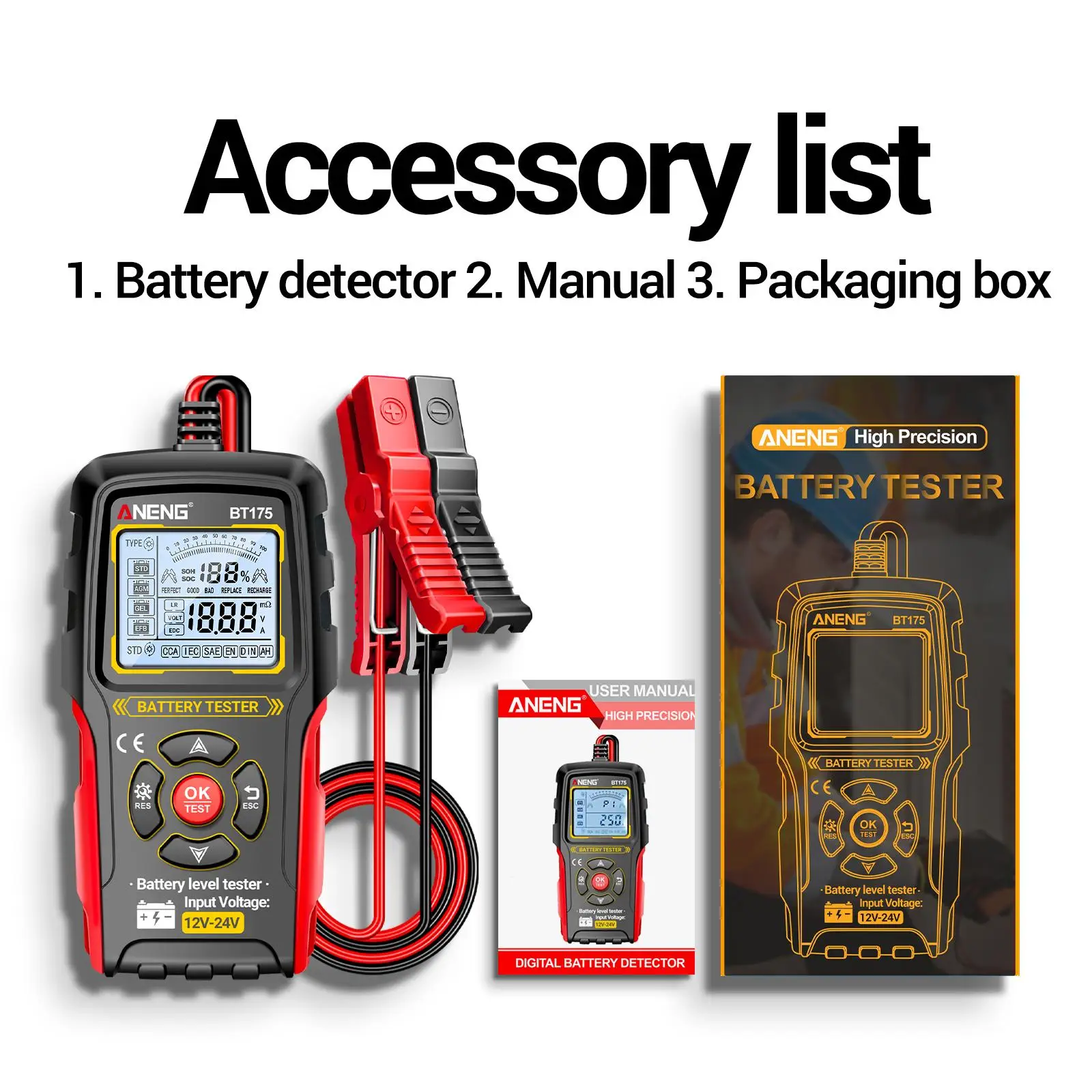 

Тестер автомобильных аккумуляторов и генераторов 12В/24В для электроинструментов и морского транспорта