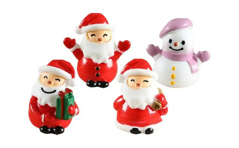 4 Pcs/set Miniature Christmas Tree Santa Claus Snowmen Gift Box Terrarium Accessories Fairy Garden Figurines Dollhouse Decor