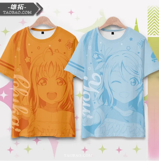 T-shirt à manches courtes Anime LoveLive Médiateur light, Aqours Cosplay Costume, Été, Étudiant décontracté, At Y-