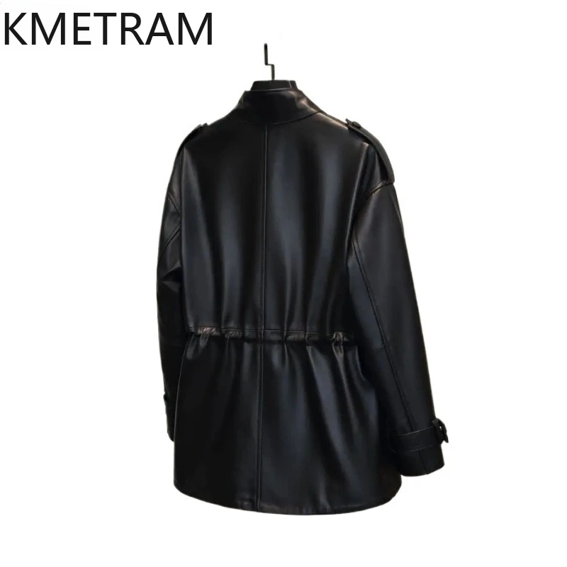 Giacca in vera pelle di pecora al 100% Donna Colletto alla coreana nero Giacche in vera pelle Donna Novità in capispalla Abiti autunnali 2025 Chaquetas