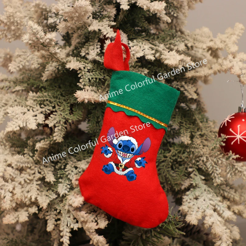 Disney Stitch Christmas Stockings Cartoon Cute Xmas Tree Decor New Year Home Decorations Hanging Ornament Children Gifts Bags