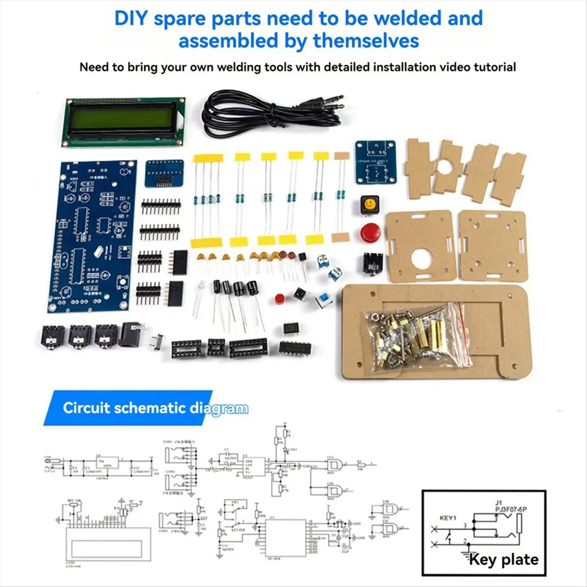 Jun.A-Decoder Morse Code Reader Translato DIY Kits CW Morse Code Exercise Decoder Kit Ham Radio with Digital LCD US Plug